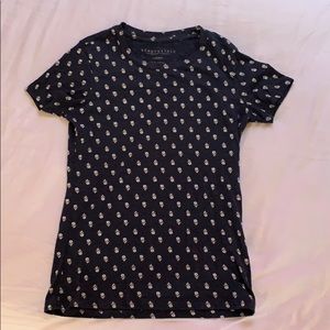 Navy T-shirt with white flowers